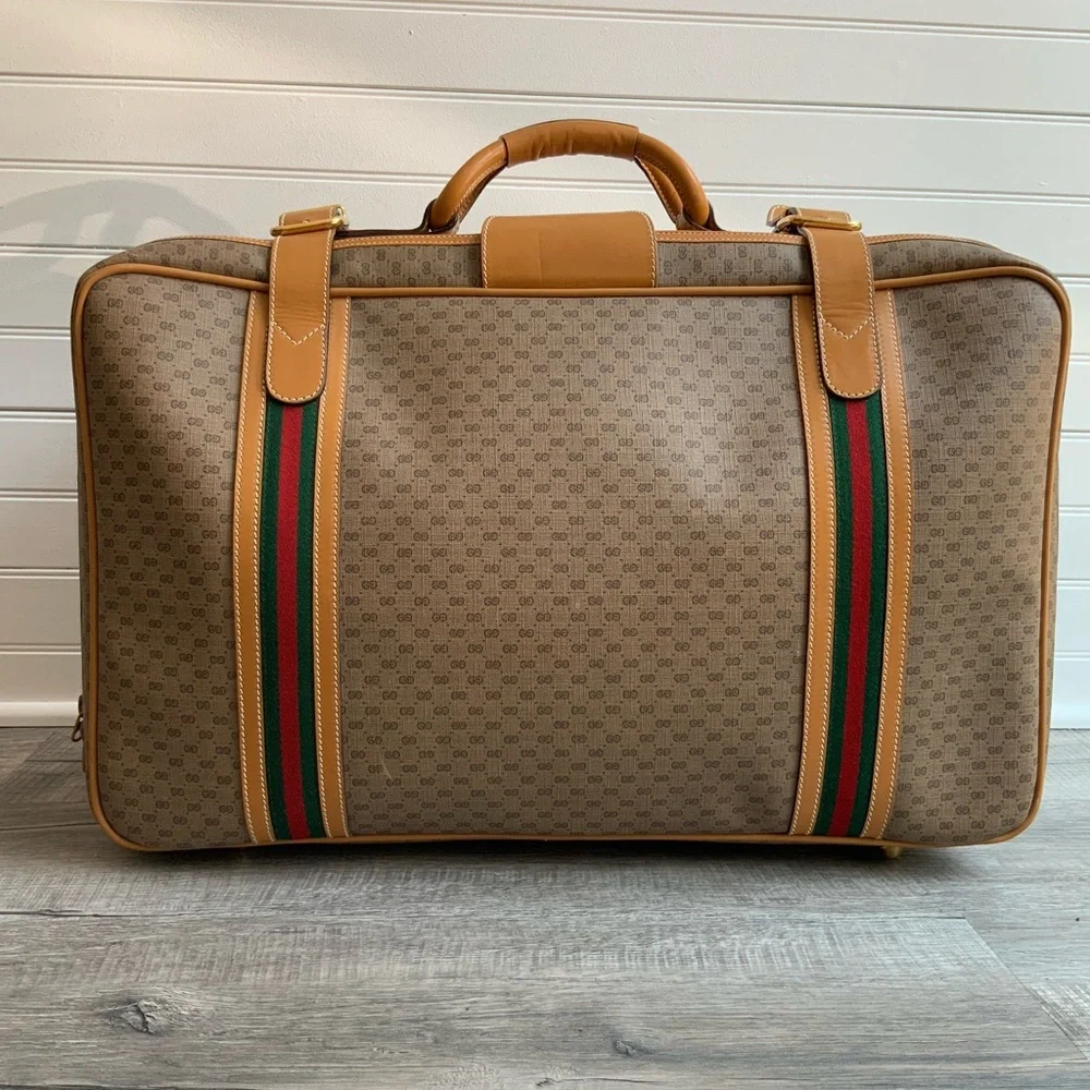 Gucci Monogram Vintage Monogram Mini G Suitcase web design ribbon red green - Picture 1 of 11